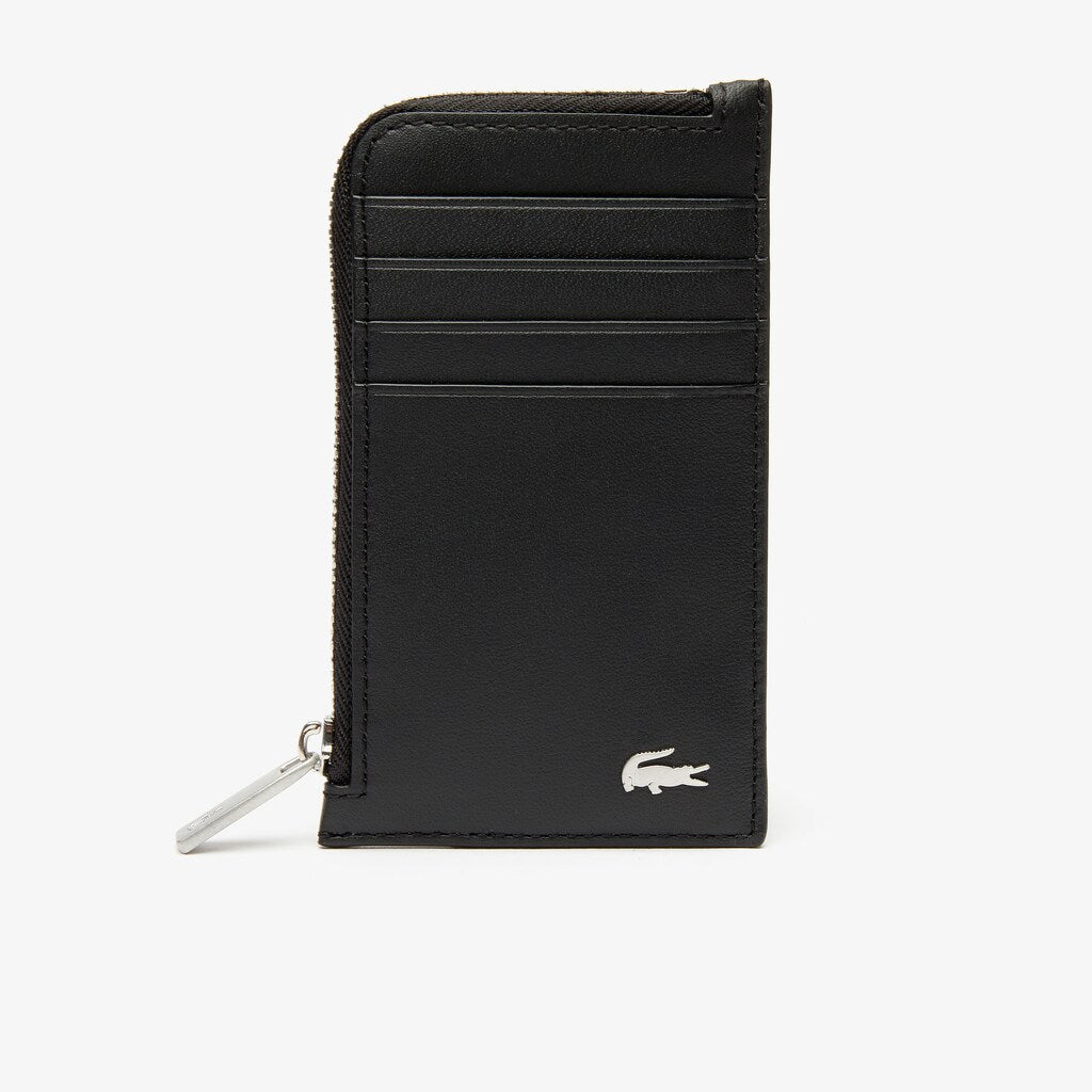 Mens   Fitzgerald Leather Card Holder | Lacoste Black • 000