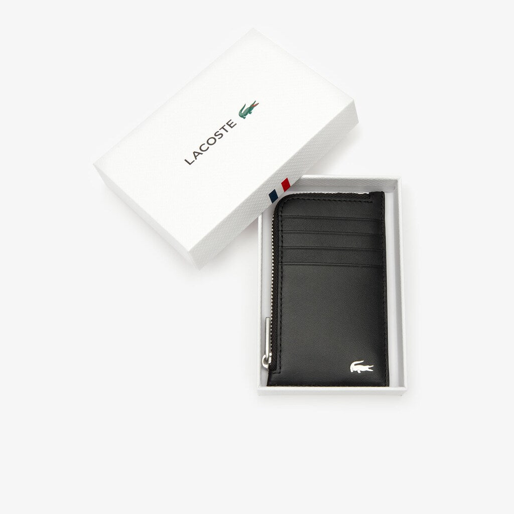Mens   Fitzgerald Leather Card Holder | Lacoste Black • 000