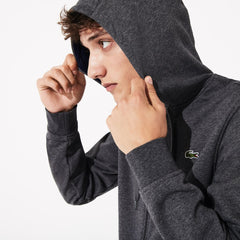 Mens   SPORT Full-Zip Fleece Hoodie | Lacoste Grey Chine / Navy Blue • 5Ny