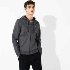 Mens   SPORT Full-Zip Fleece Hoodie | Lacoste Grey Chine / Navy Blue • 5Ny