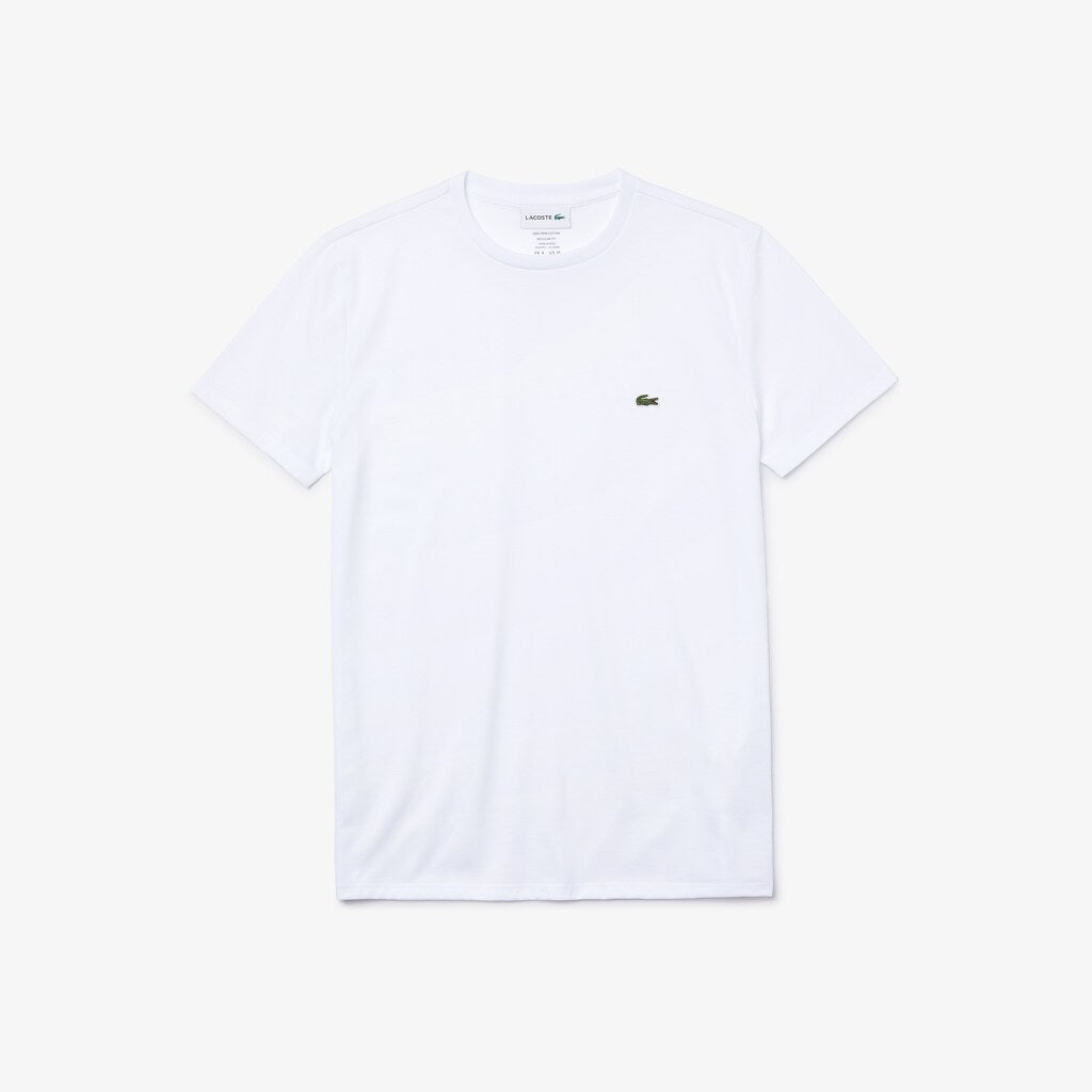 Mens   Crew Neck Pima Cotton T-Shirt | Lacoste White • 001