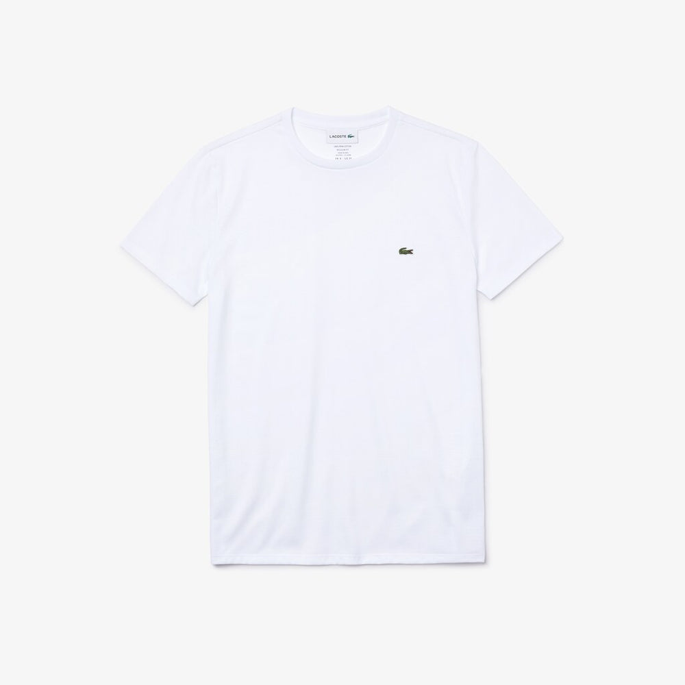 Mens   Crew Neck Pima Cotton T-Shirt | Lacoste White • 001