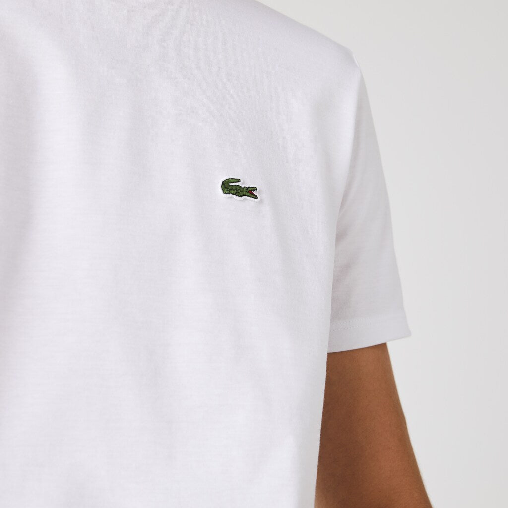 Mens   Crew Neck Pima Cotton T-Shirt | Lacoste White • 001