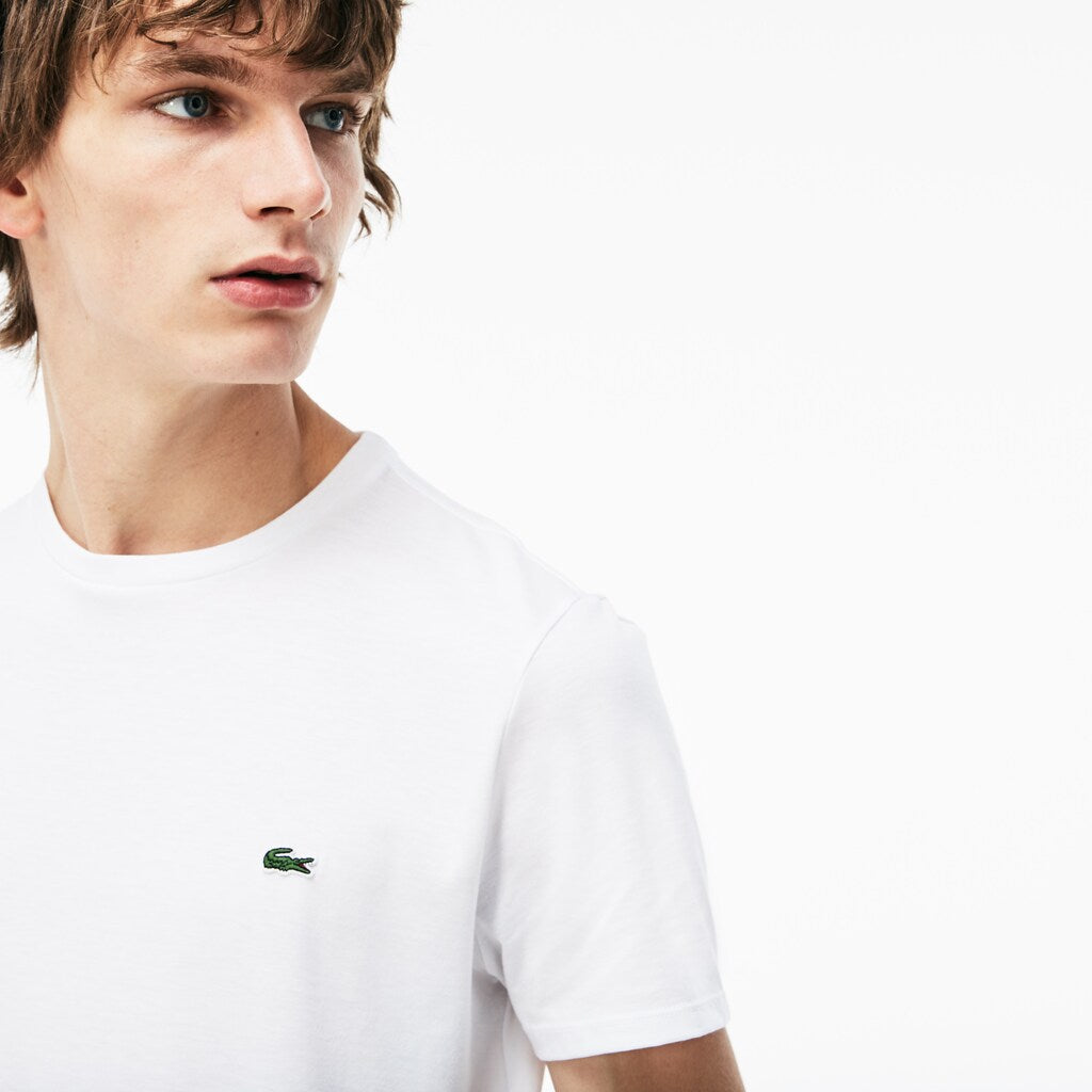 Mens   Crew Neck Pima Cotton T-Shirt | Lacoste White • 001