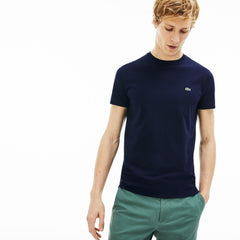 Mens   Crew Neck Pima Cotton T-Shirt | Lacoste Navy Blue • 166