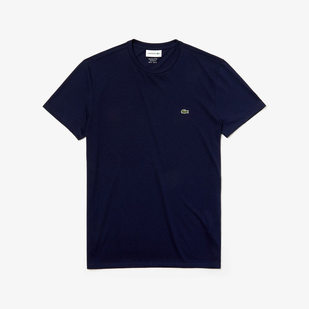 Mens   Crew Neck Pima Cotton T-Shirt | Lacoste Navy Blue • 166