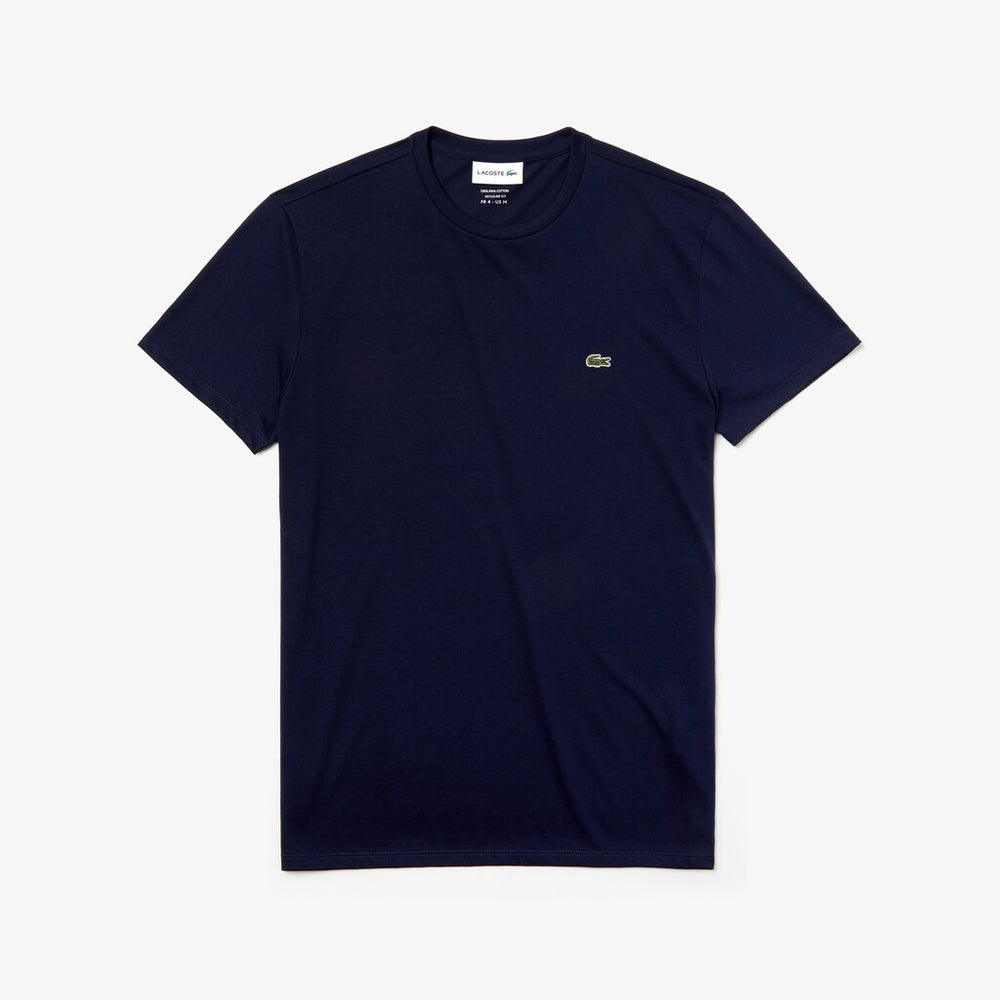 Mens   Crew Neck Pima Cotton T-Shirt | Lacoste Navy Blue • 166