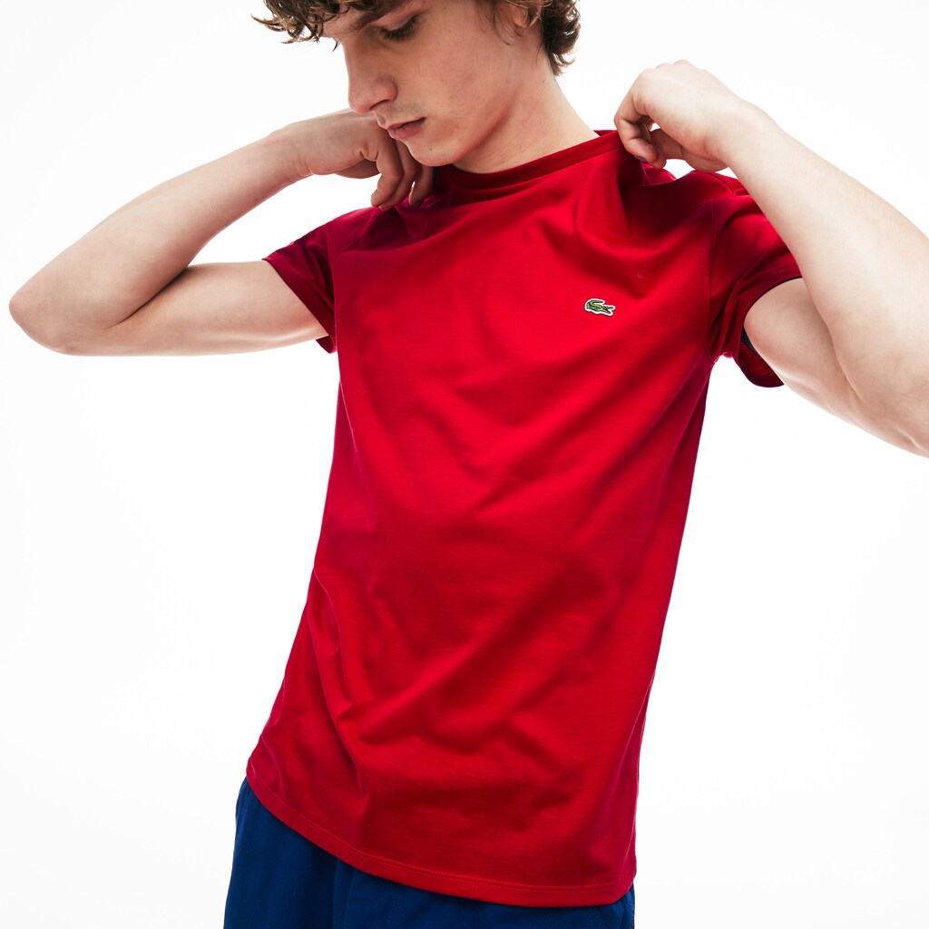 Mens   Crew Neck Pima Cotton T-Shirt | Lacoste Red • 240
