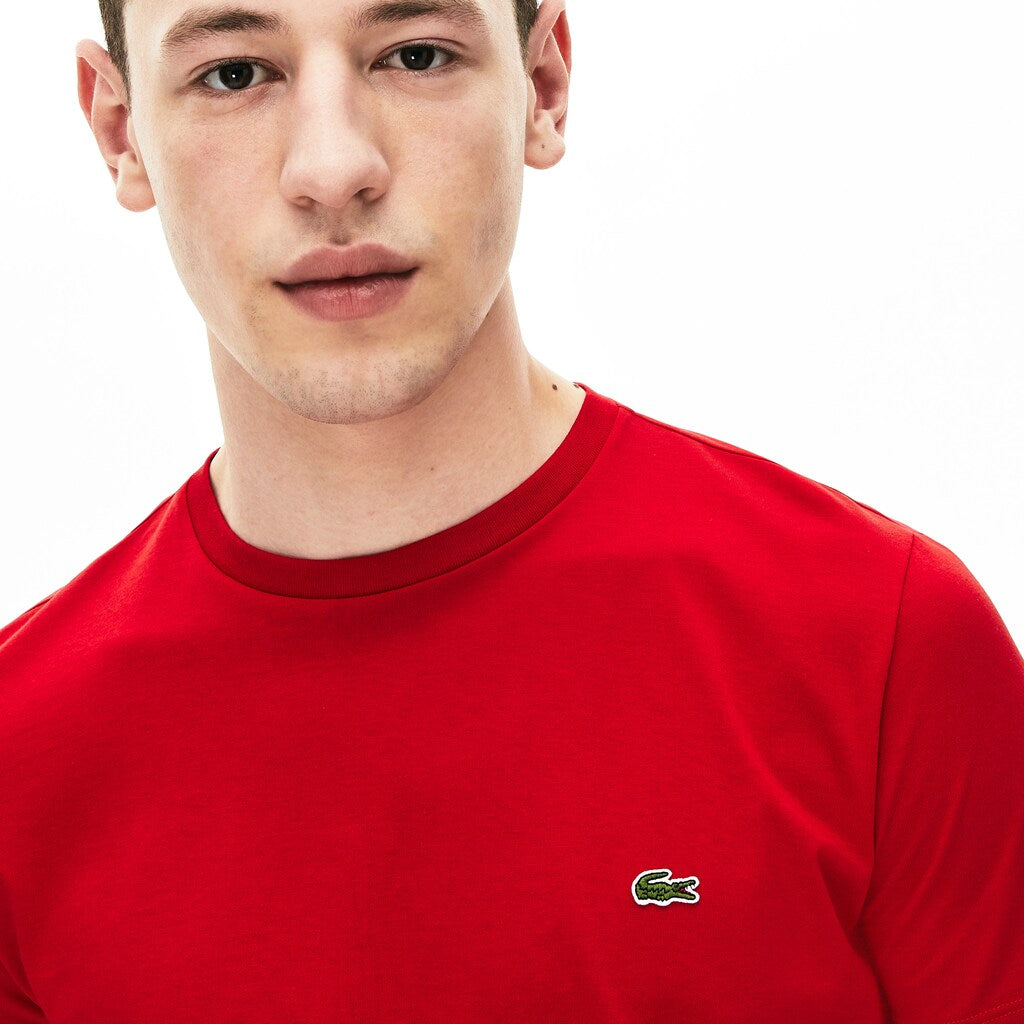 Mens   Crew Neck Pima Cotton T-Shirt | Lacoste Red • 240