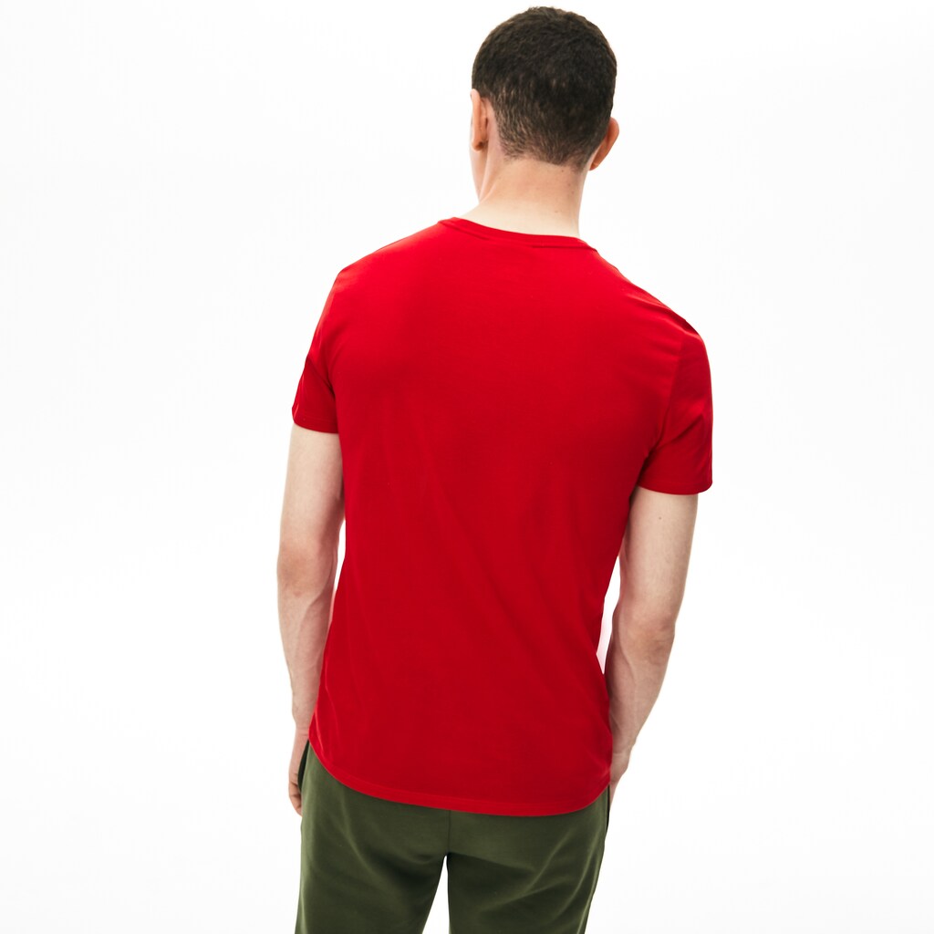Mens   Crew Neck Pima Cotton T-Shirt | Lacoste Red • 240