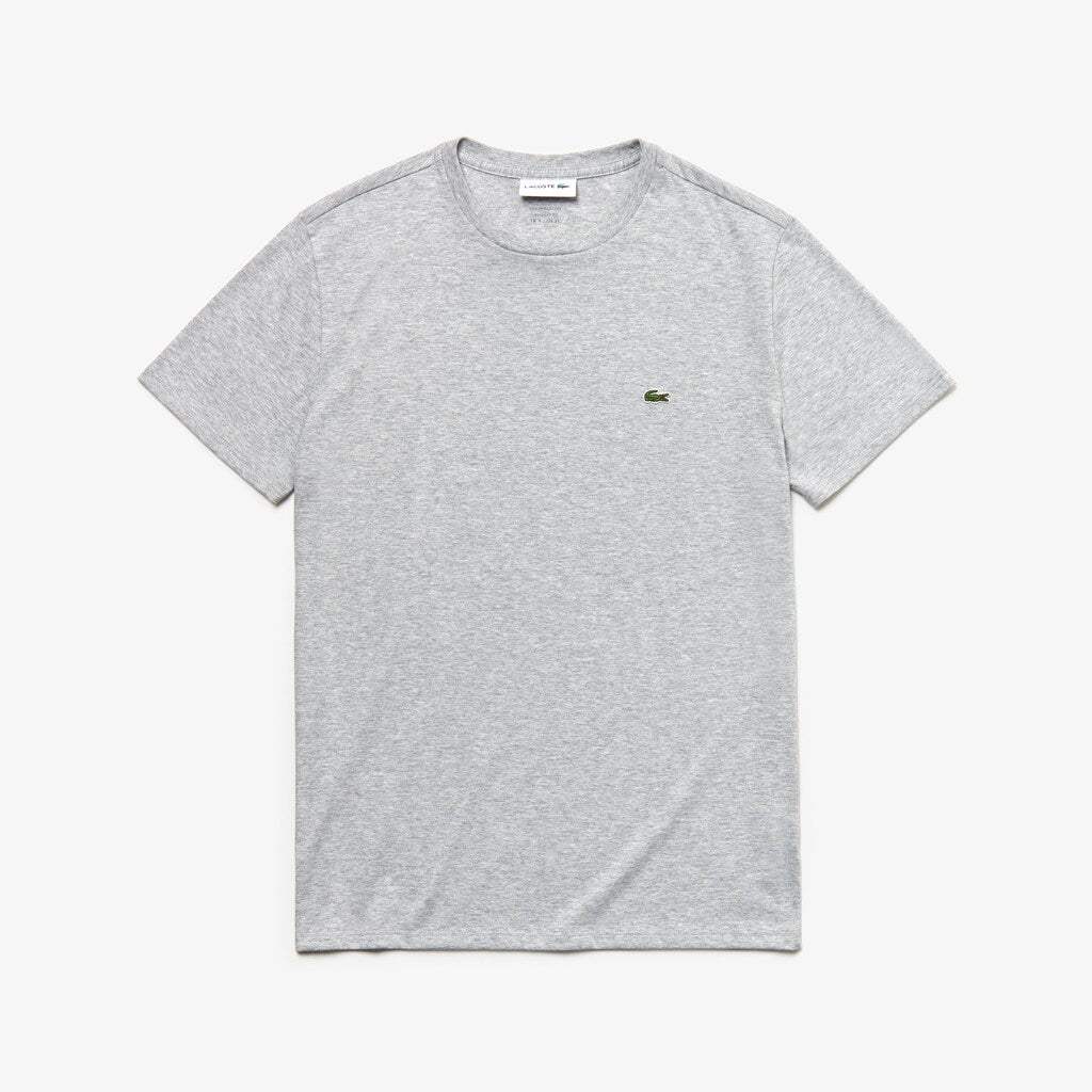 Mens   Crew Neck Pima Cotton T-Shirt | Lacoste Grey Chine • Cca