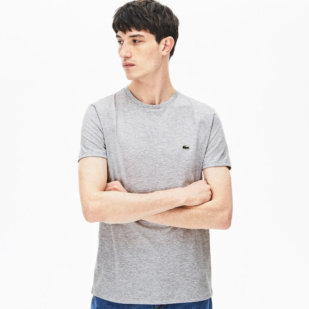 Mens   Crew Neck Pima Cotton T-Shirt | Lacoste Grey Chine • Cca