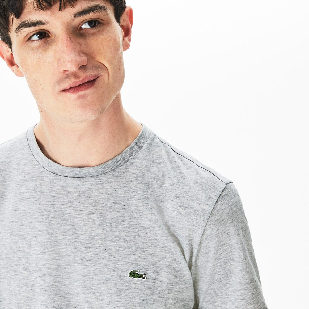 Mens   Crew Neck Pima Cotton T-Shirt | Lacoste Grey Chine • Cca