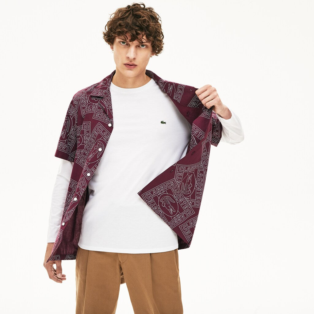 Mens   Crew Neck Pima Cotton Jersey T-shirt | Lacoste White • 001