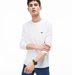 Mens   Crew Neck Pima Cotton Jersey T-shirt | Lacoste White • 001