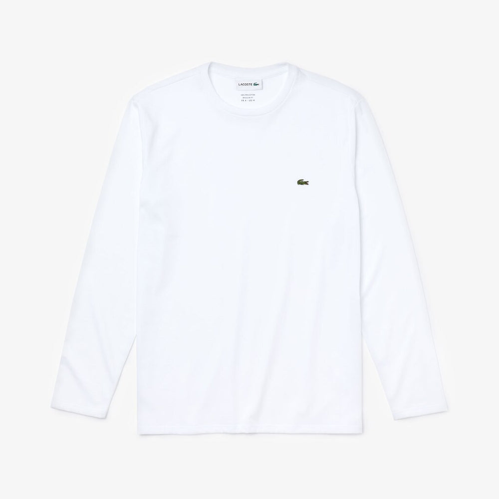 Mens   Crew Neck Pima Cotton Jersey T-shirt | Lacoste White • 001