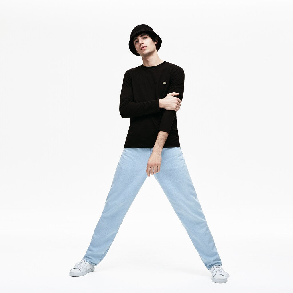 Mens   Crew Neck Pima Cotton Jersey T-shirt | Lacoste Black • 031
