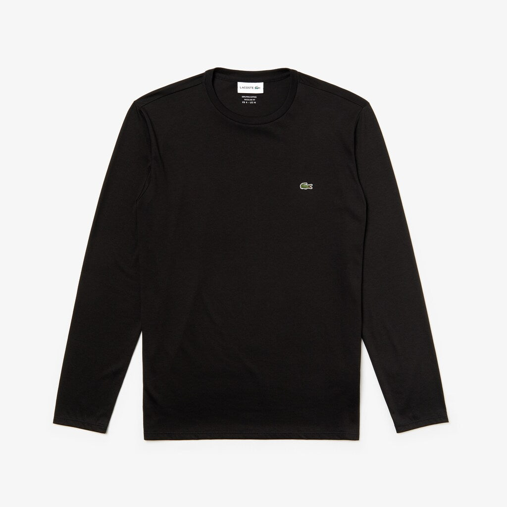 Mens   Crew Neck Pima Cotton Jersey T-shirt | Lacoste Black • 031