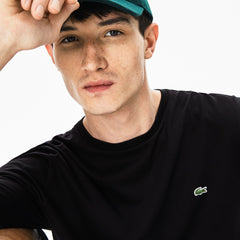Mens   Crew Neck Pima Cotton Jersey T-shirt | Lacoste Black • 031
