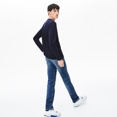 Mens   Crew Neck Pima Cotton Jersey T-shirt | Lacoste Navy Blue • 166