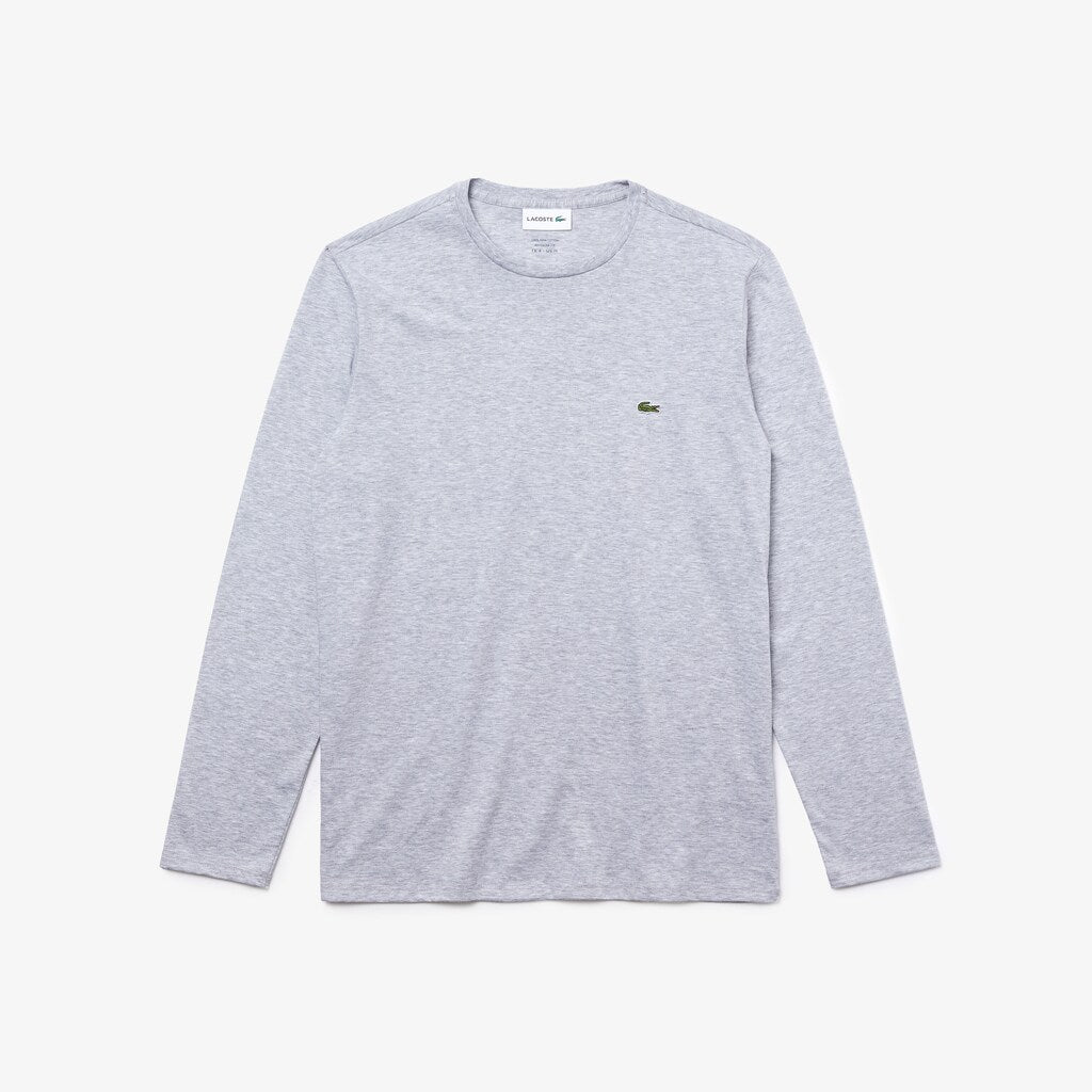 Mens   Crew Neck Pima Cotton Jersey T-shirt | Lacoste Grey Chine • Cca