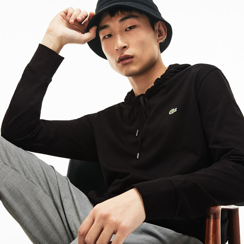 Mens   Regular Fit Hooded Jersey T-shirt | Lacoste Black • 031