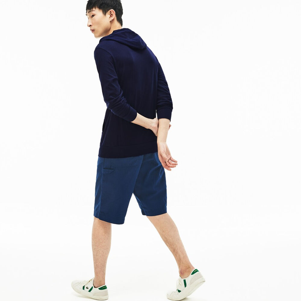 Mens   Regular Fit Hooded Jersey T-shirt | Lacoste Navy Blue • 166