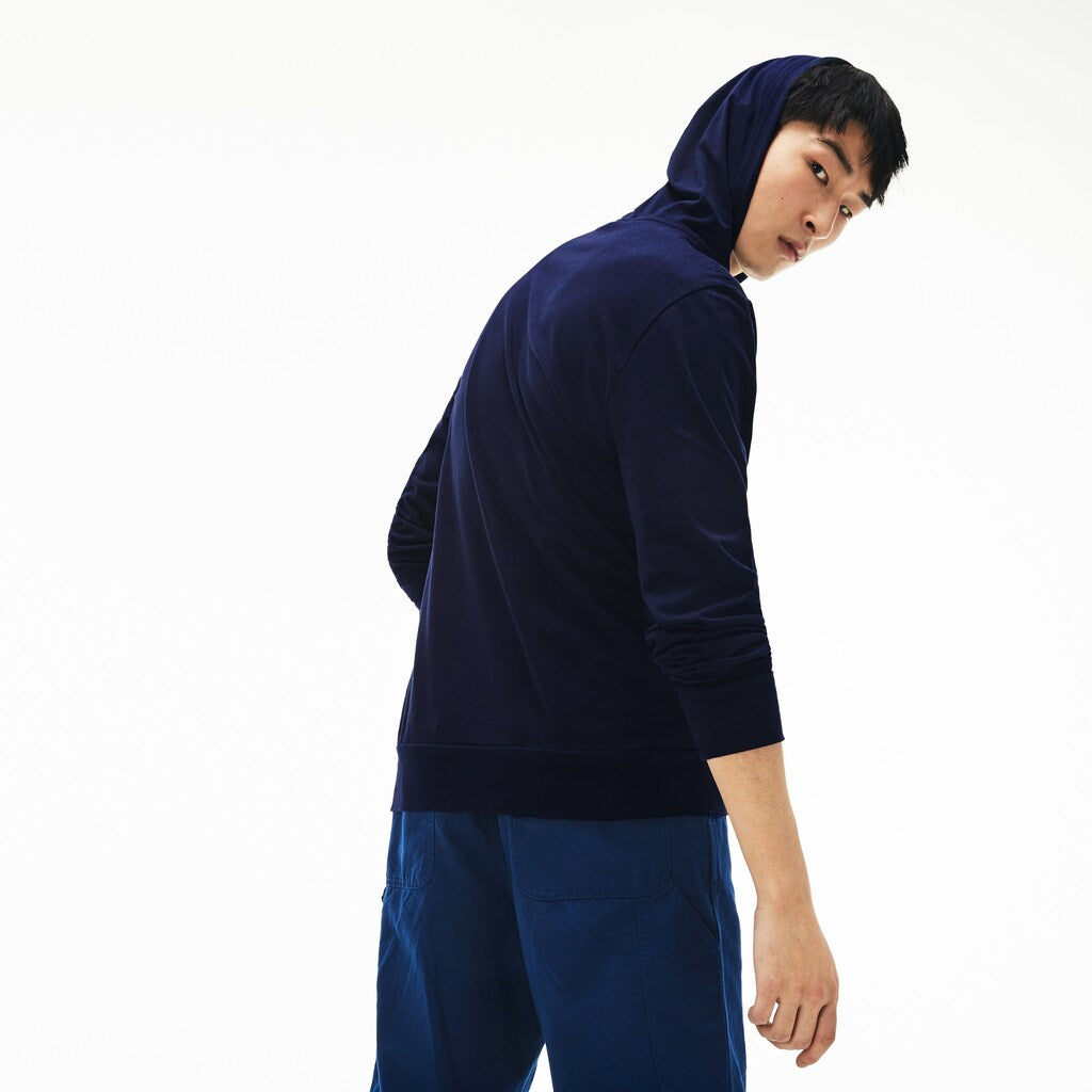 Mens   Regular Fit Hooded Jersey T-shirt | Lacoste Navy Blue • 166