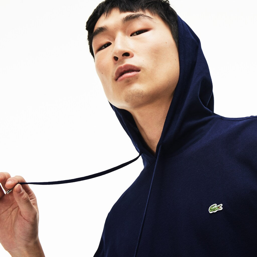 Mens   Regular Fit Hooded Jersey T-shirt | Lacoste Navy Blue • 166