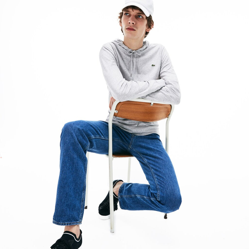 Mens   Regular Fit Hooded Jersey T-shirt | Lacoste Grey Chine • Cca