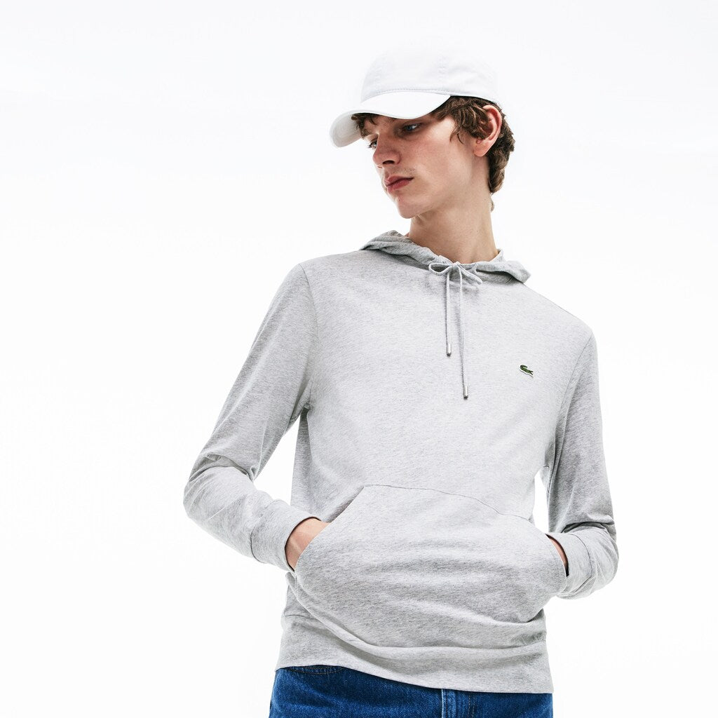 Mens   Regular Fit Hooded Jersey T-shirt | Lacoste Grey Chine • Cca