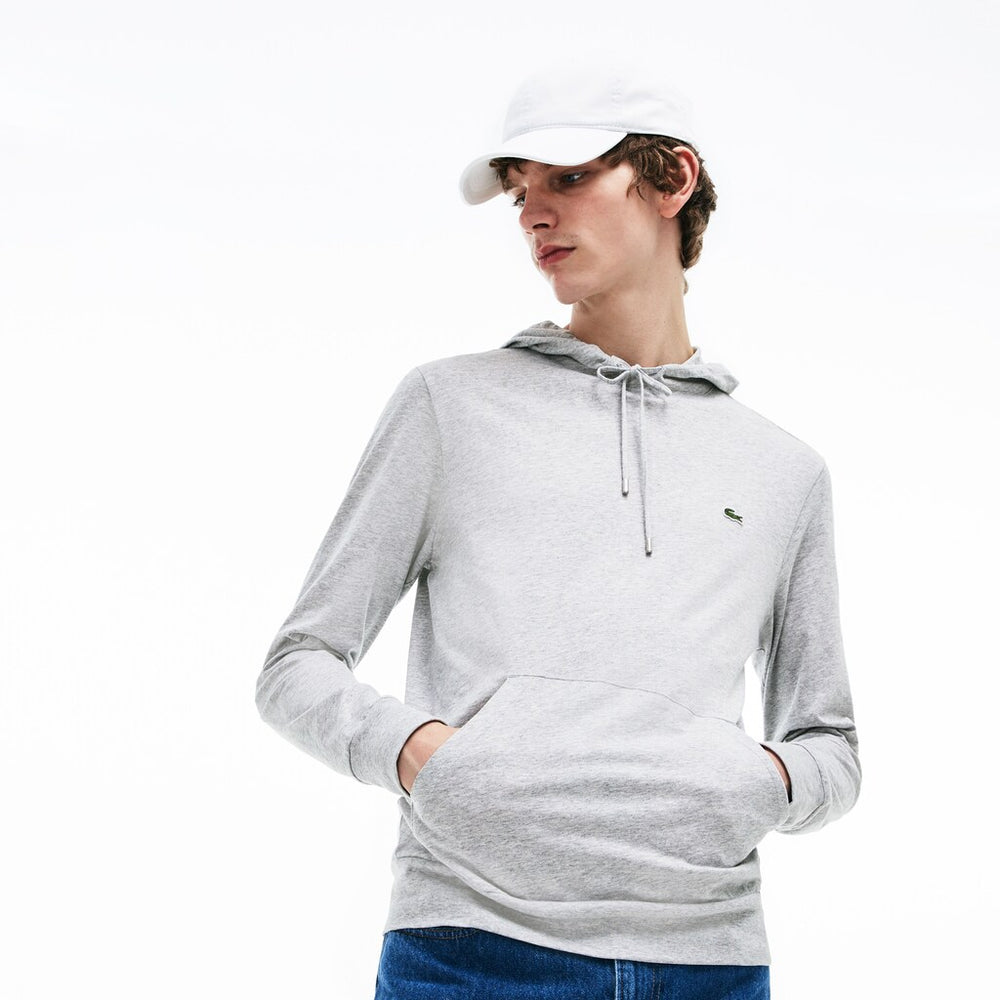 Mens   Regular Fit Hooded Jersey T-shirt | Lacoste Grey Chine • Cca