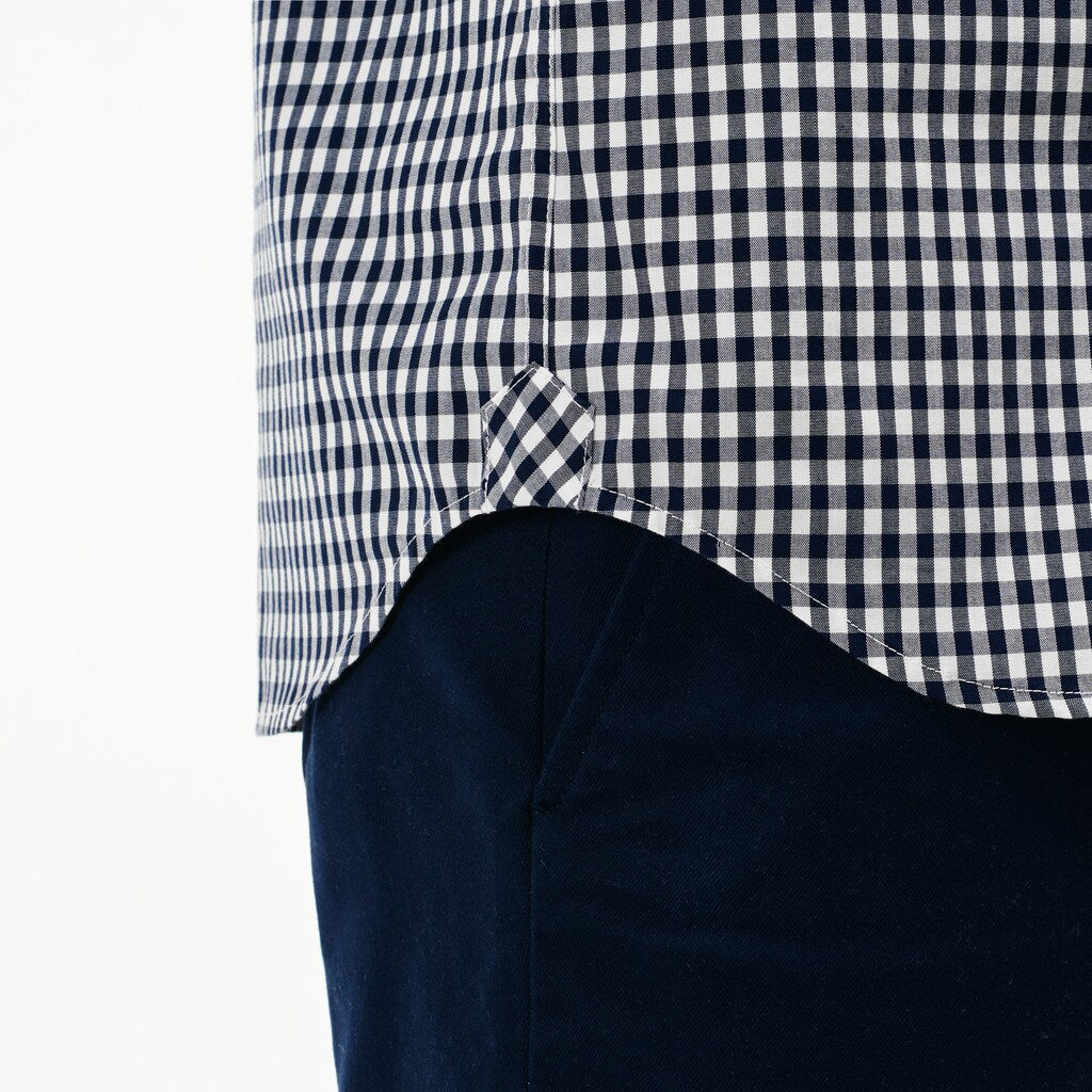 Mens   Regular Fit Mini Check Poplin Shirt | Lacoste Navy Blue / White • 525