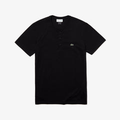 Mens   Regular Fit Pima Cotton Henley T-shirt | Lacoste Black • 031