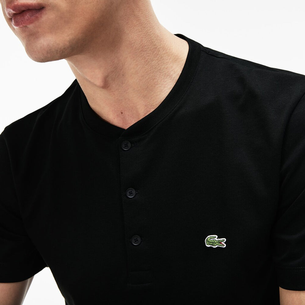 Mens   Regular Fit Pima Cotton Henley T-shirt | Lacoste Black • 031
