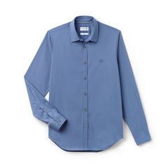 Mens   Slim Fit Stretch Cotton Poplin Shirt | Lacoste Blue • Tul