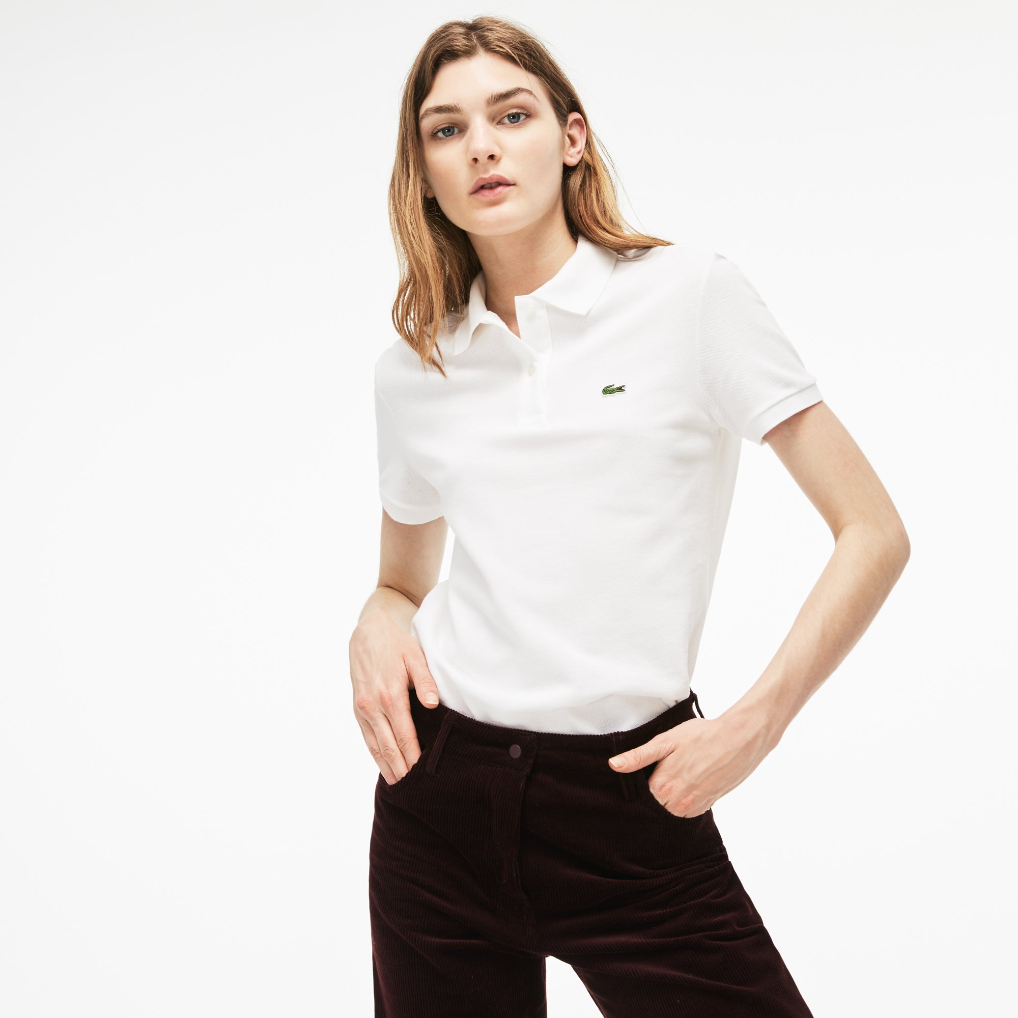 Womens Wo  Classic Fit Soft Cotton Petit Piqué Polo Shirt | Lacoste White • 001