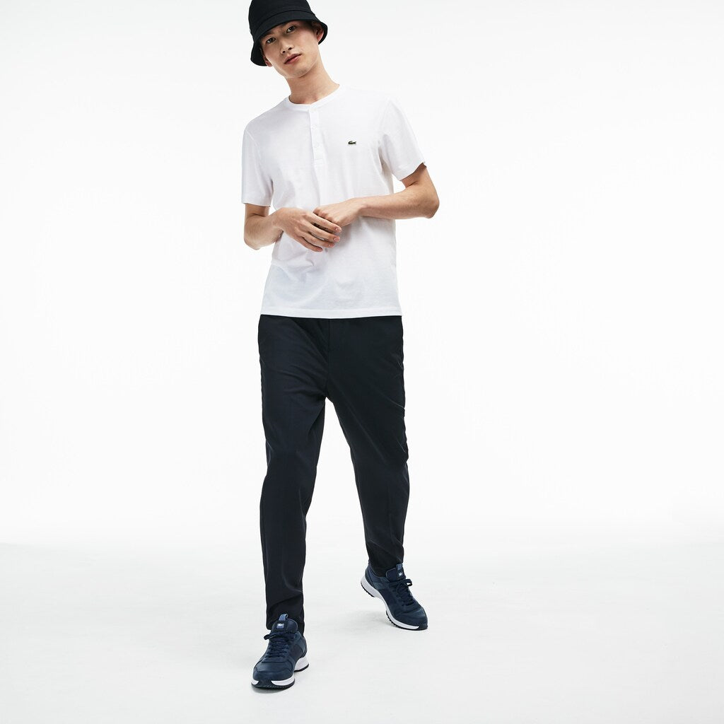 Mens   Regular Fit Pima Cotton Henley T-shirt | Lacoste White • 001