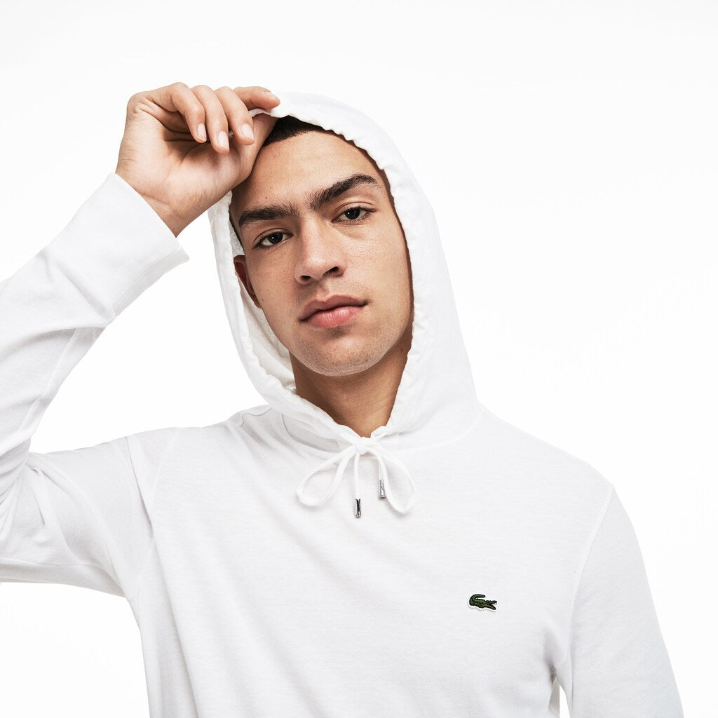 Mens   Regular Fit Hooded Jersey T-shirt | Lacoste White • 001