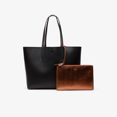 Womens Wo  Anna Reversible Matte And Iridescent Leather Tote | Lacoste Black 2132 • B91