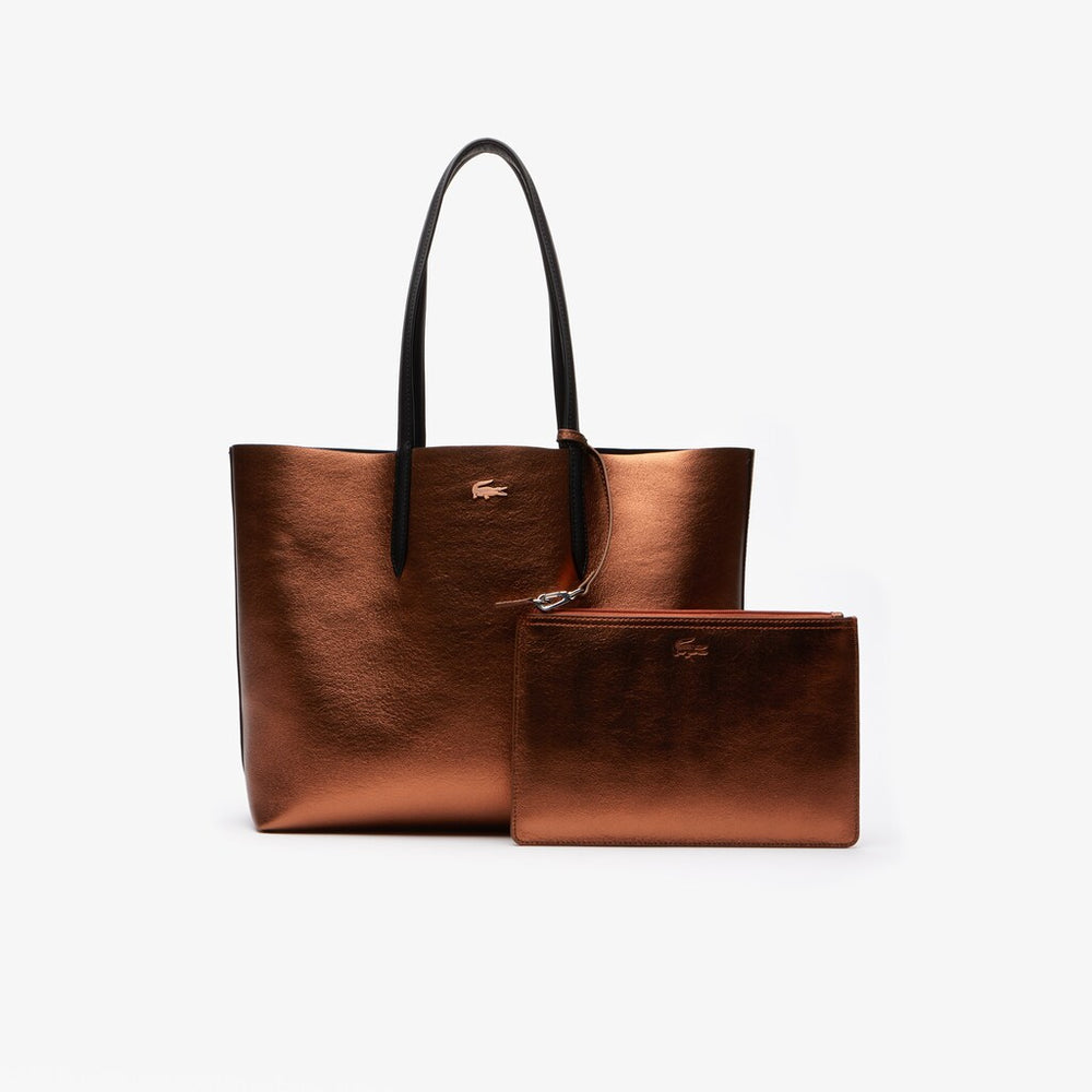 Womens Wo  Anna Reversible Matte And Iridescent Leather Tote | Lacoste Black 2132 • B91