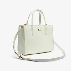 Womens Wo  Chantaco Dual Carry Piqué Zip Leather Tote | Lacoste Marshmallow • A56