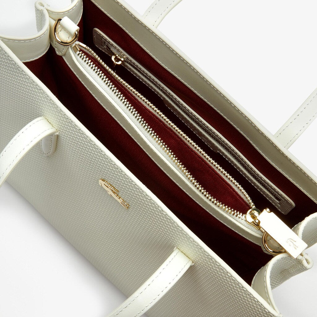 Womens Wo  Chantaco Dual Carry Piqué Zip Leather Tote | Lacoste Marshmallow • A56