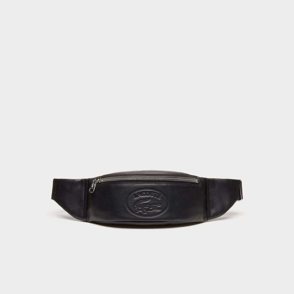 Mens Leather Fanny Pack | Lacoste Black • 000
