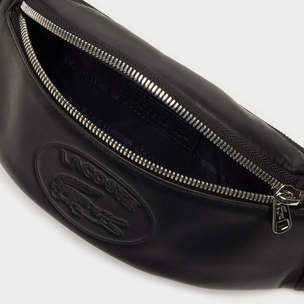 Mens Leather Fanny Pack | Lacoste Black • 000