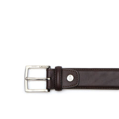 Mens   Engraved Tongue Buckle Leather Belt | Lacoste Brown • H70