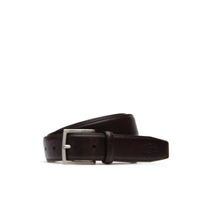 Mens   Engraved Tongue Buckle Leather Belt | Lacoste Brown • H70