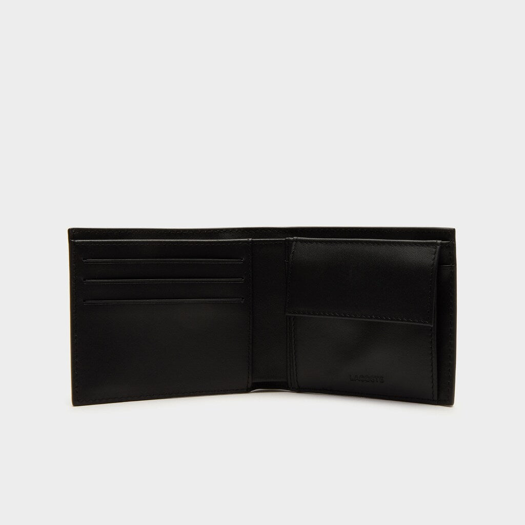 Mens   Leather Wallet and Card Holder Boxed Gift Set | Lacoste Black • 000