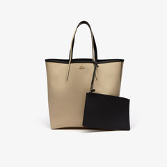 Womens Wo  Anna Large Reversible Tote Bag | Lacoste Noir Krema • A91