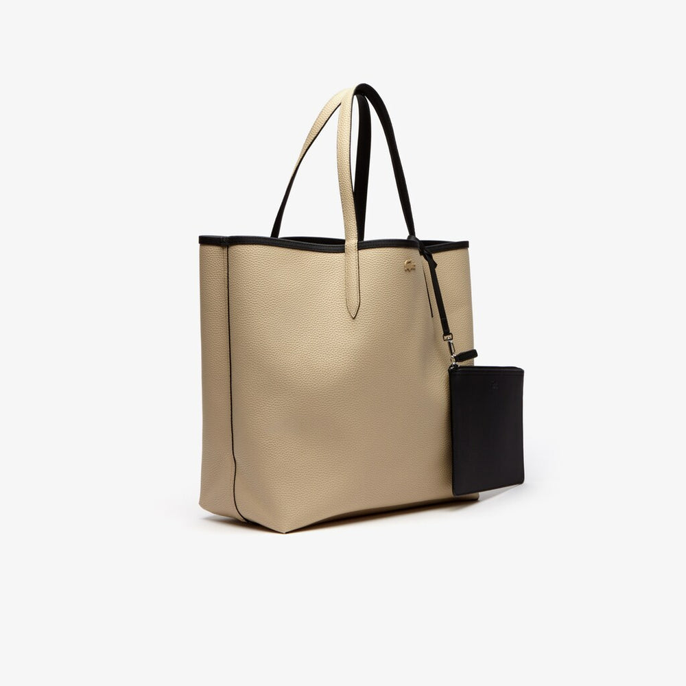 Womens Wo  Anna Large Reversible Tote Bag | Lacoste Noir Krema • A91